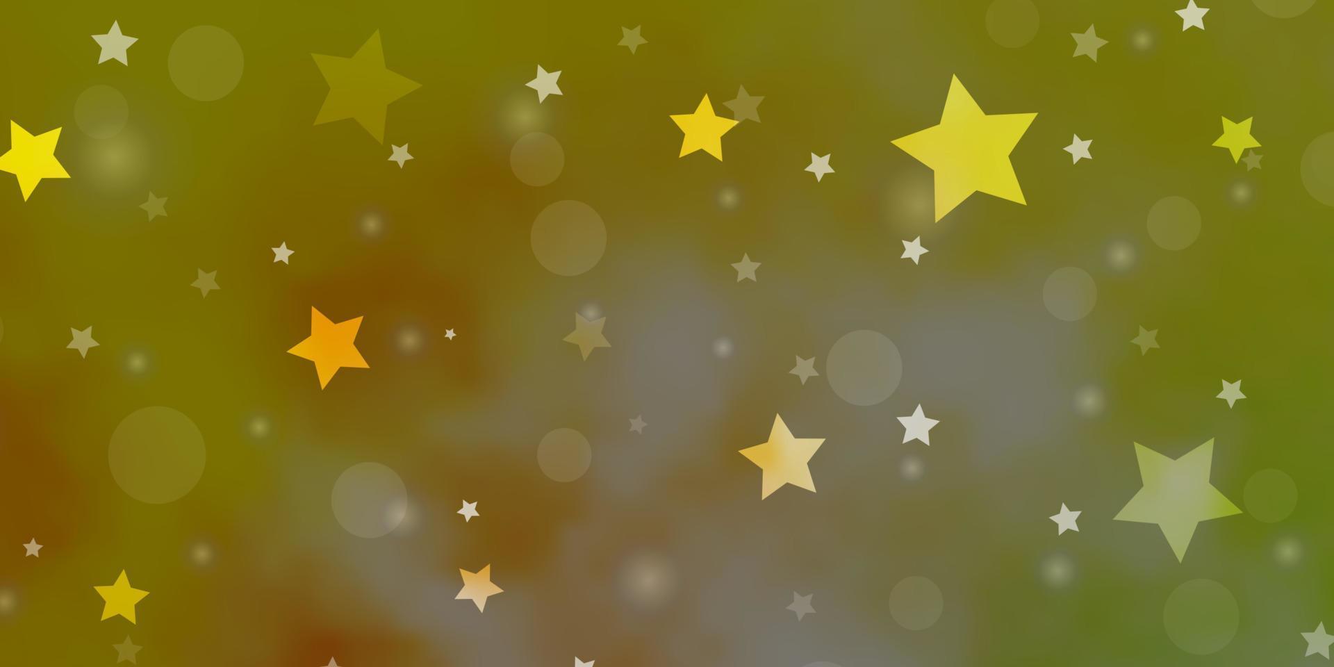 fundo vector verde e amarelo claro com círculos, estrelas.