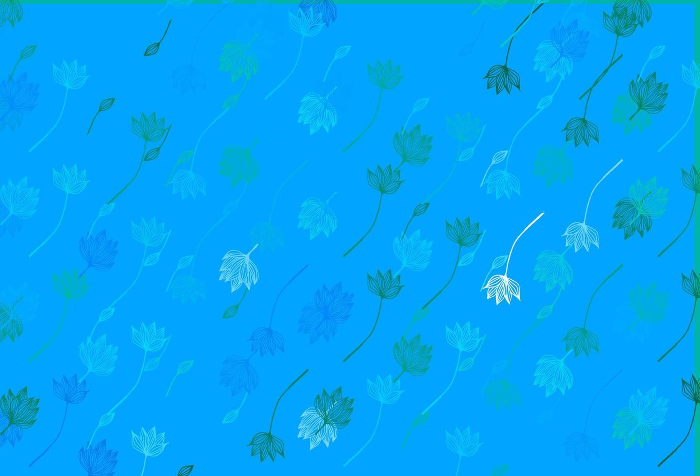 padrão de doodle de vetor azul e verde claro.