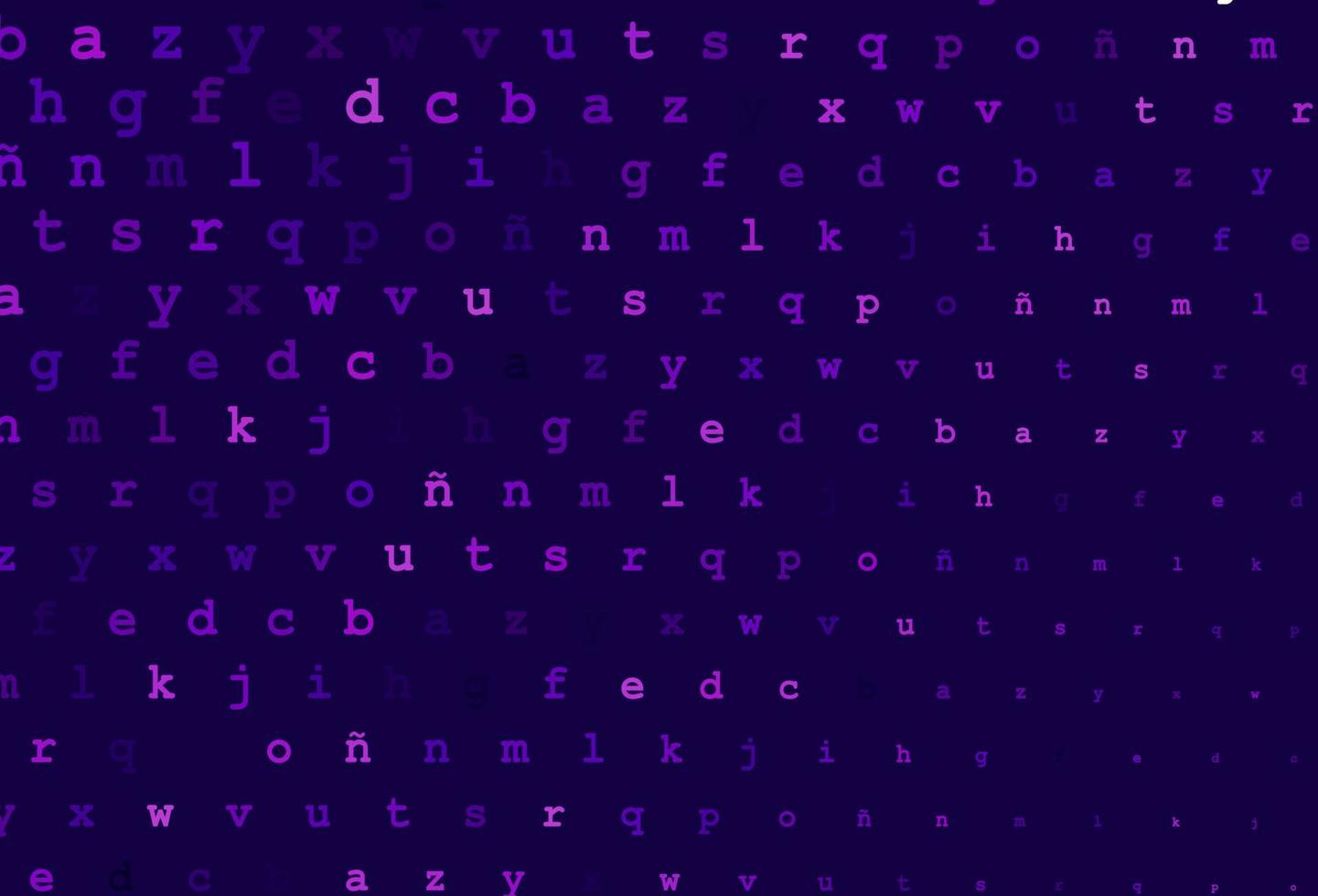 layout de vetor roxo escuro, rosa com alfabeto latino.