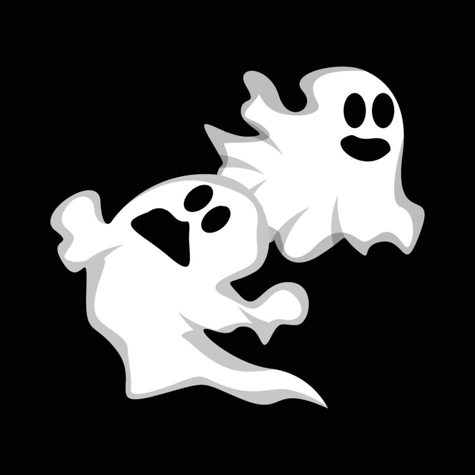 design de logotipo fantasma, ícone de halloween, ilustração de fantasia de halloween, modelo de banner de celebração vetor