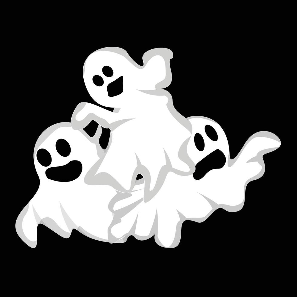 design de logotipo fantasma, ícone de halloween, ilustração de fantasia de halloween, modelo de banner de celebração vetor