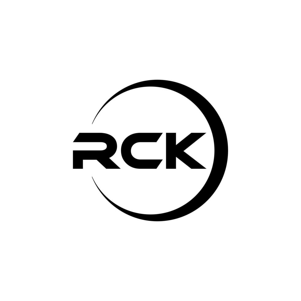 design de logotipo de carta rck na ilustração. logotipo vetorial, desenhos de caligrafia para logotipo, pôster, convite, etc. vetor