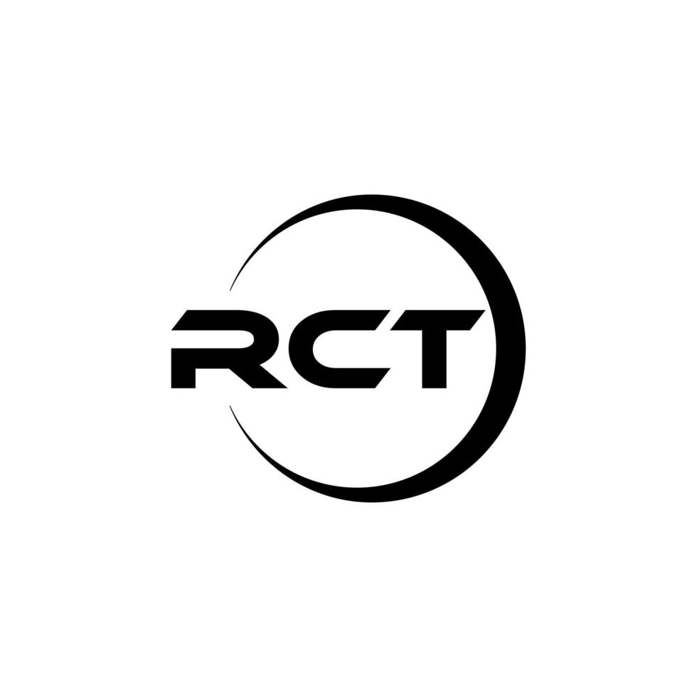 design de logotipo de carta rct na ilustração. logotipo vetorial, desenhos de caligrafia para logotipo, pôster, convite, etc. vetor