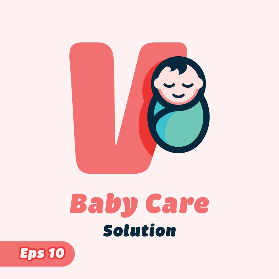 alfabeto v logotipo de cuidados com o bebê vetor