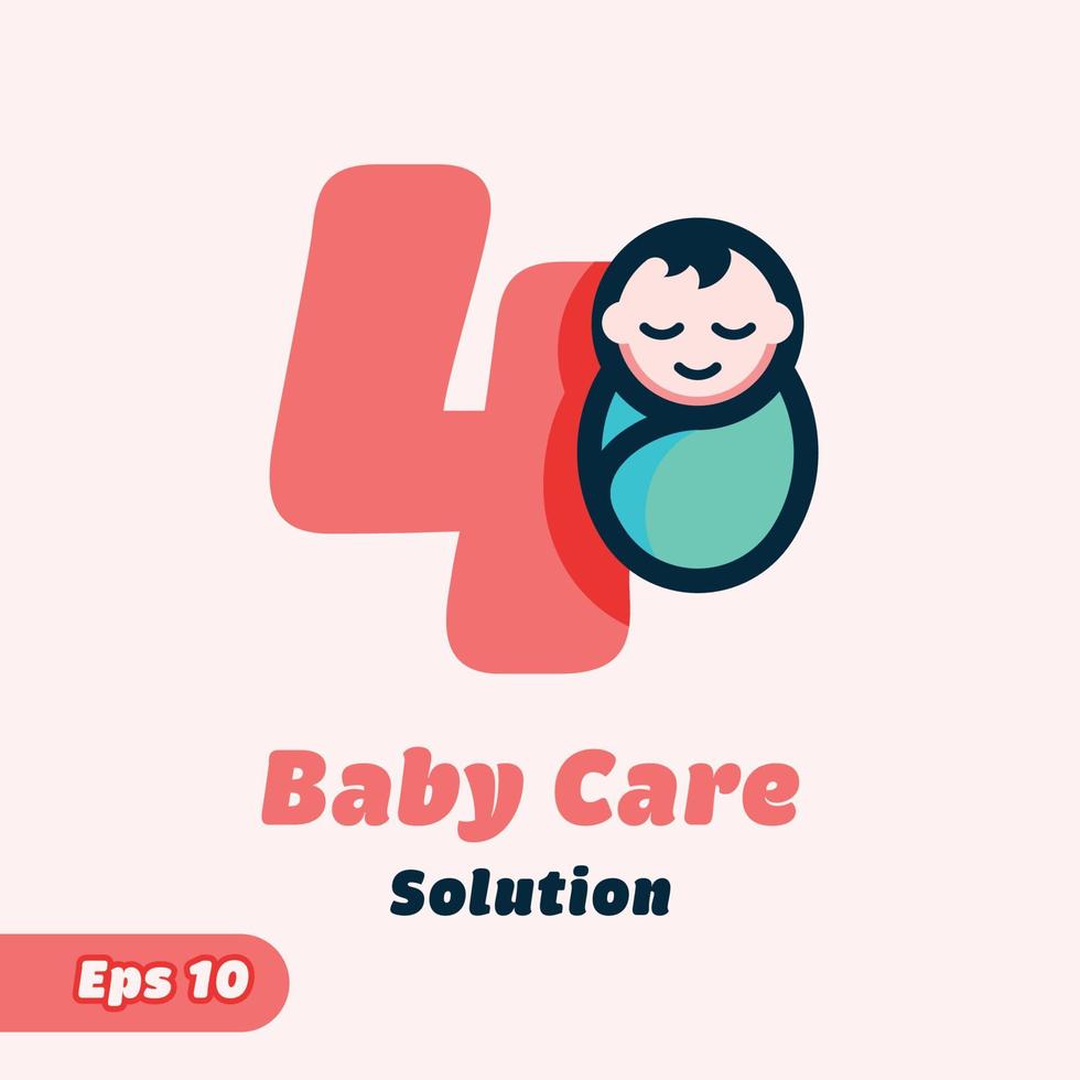 logotipo numérico de cuidados com o bebê 4 vetor
