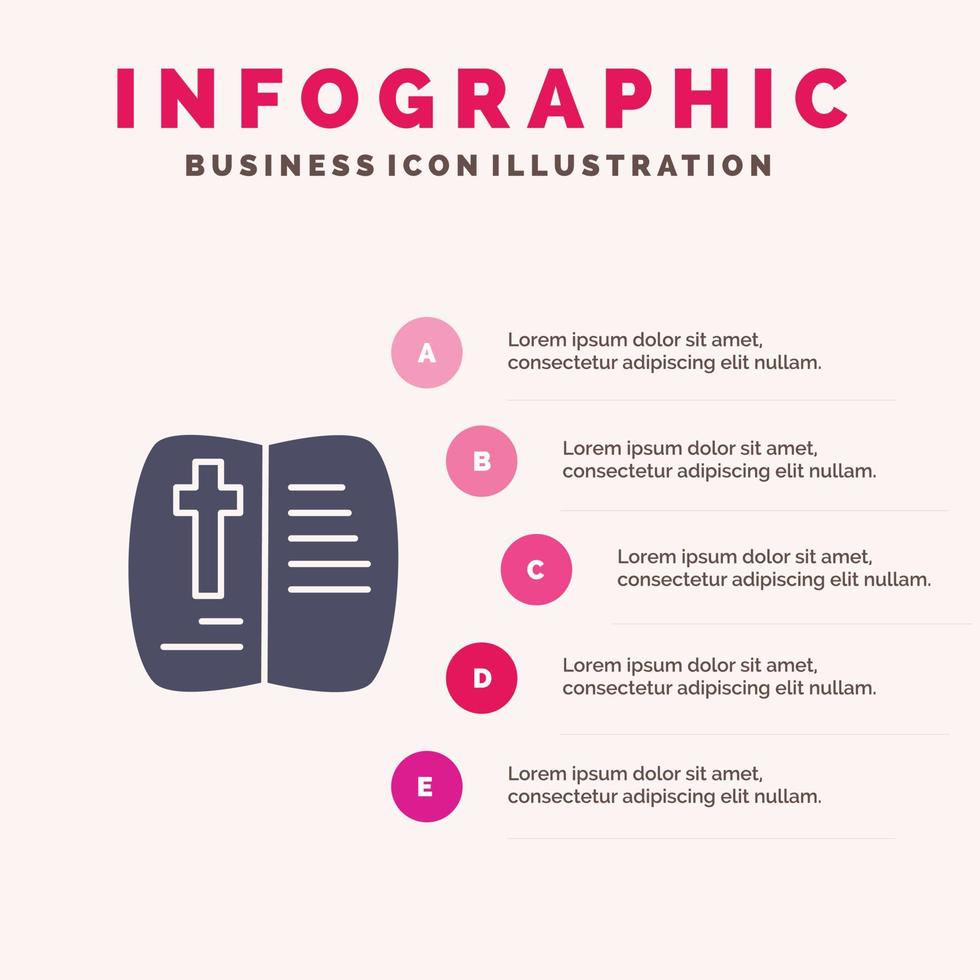 livro aberto páscoa natureza ícone sólido infográficos 5 passos fundo de apresentação vetor
