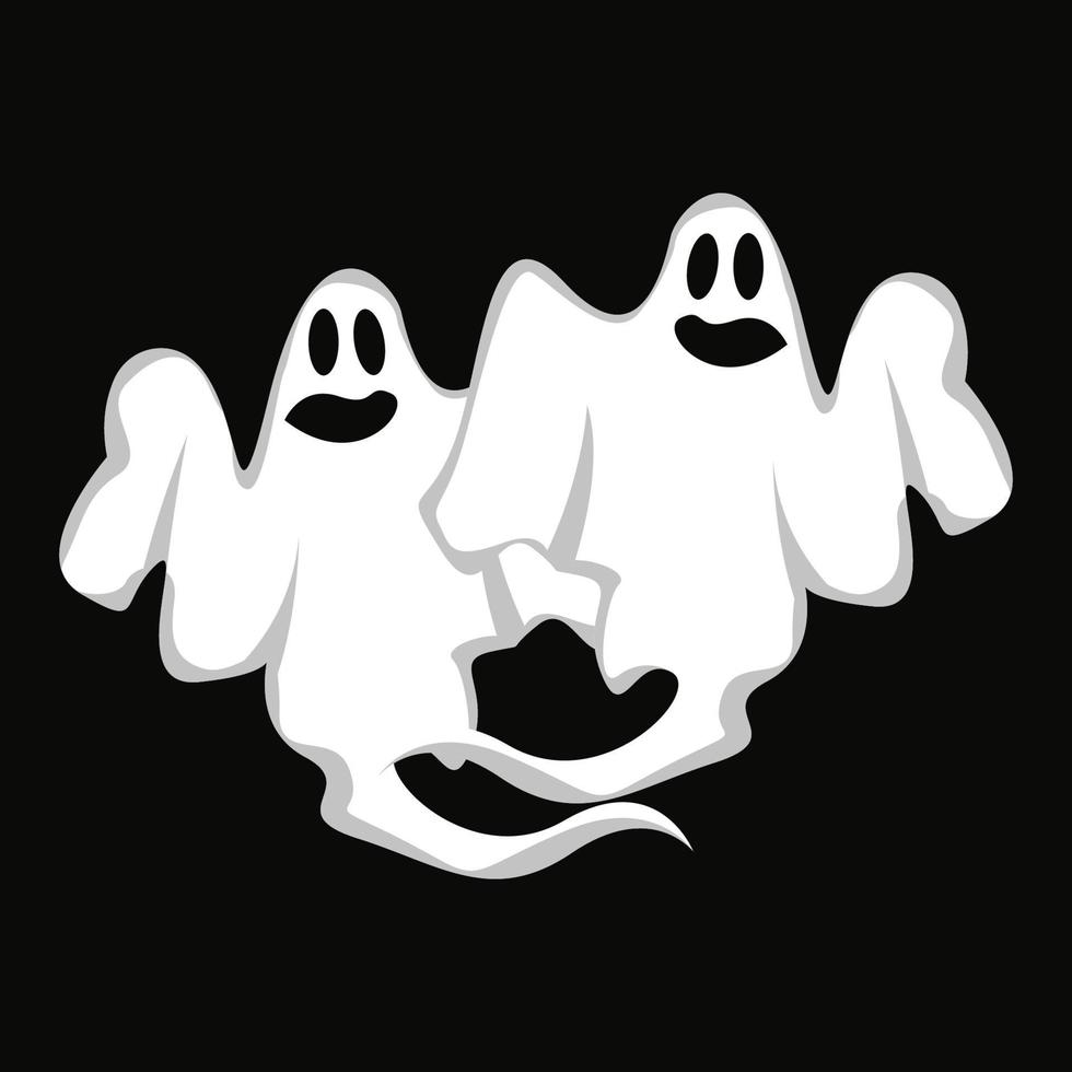 design de logotipo fantasma, ícone de halloween, ilustração de fantasia de halloween, modelo de banner de celebração vetor