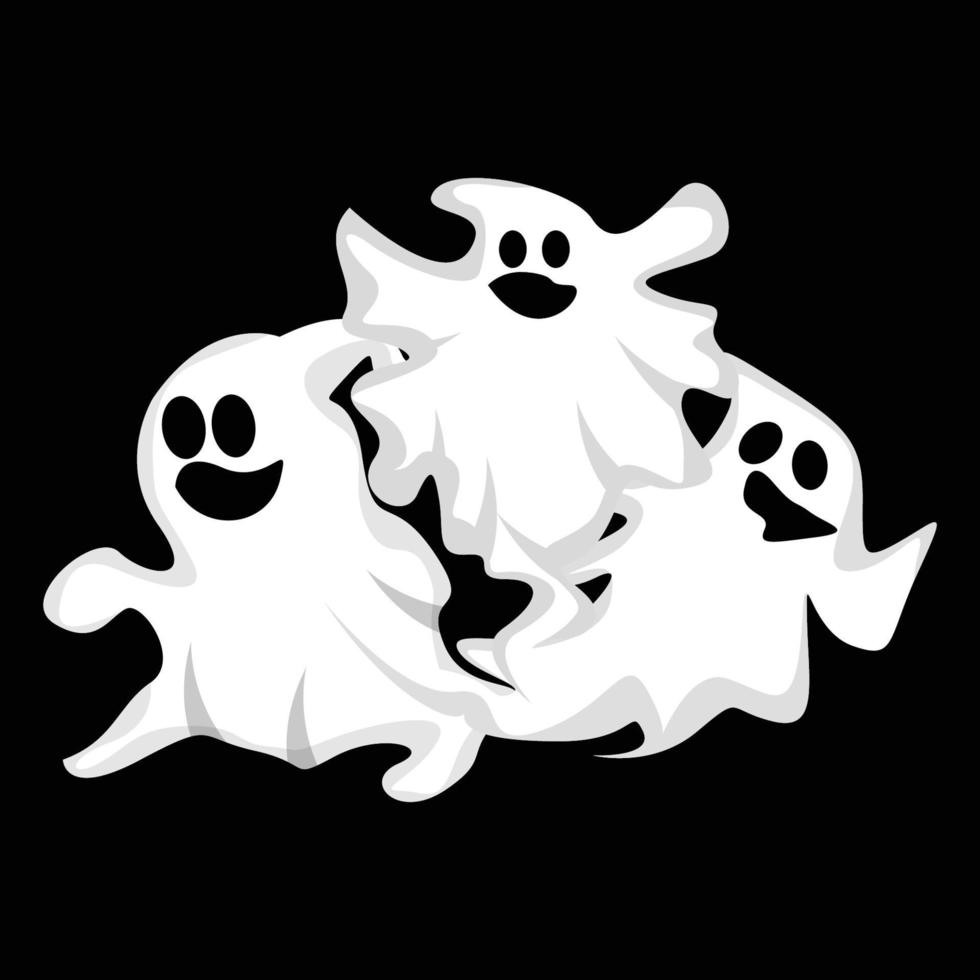 design de logotipo fantasma, ícone de halloween, ilustração de fantasia de halloween, modelo de banner de celebração vetor