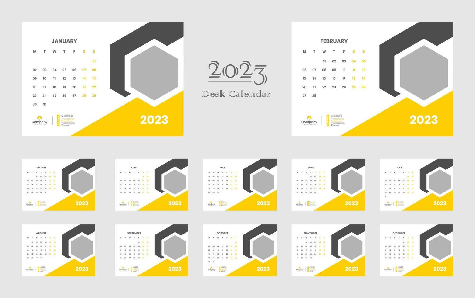 modelo de calendário de mesa 2023 vetor