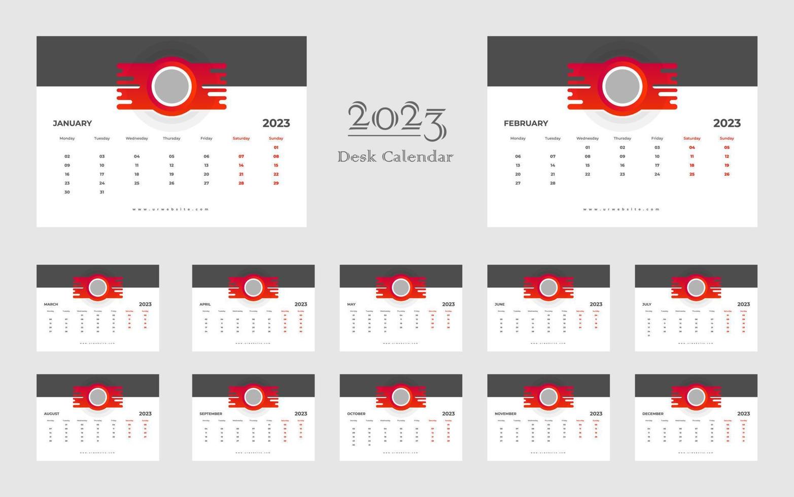 modelo de calendário de mesa 2023 vetor