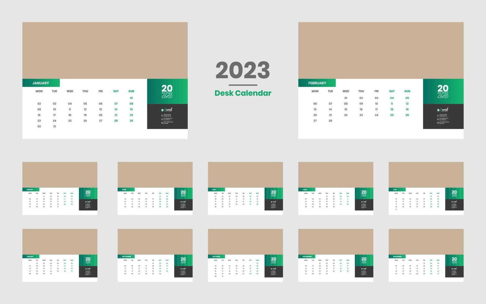 modelo de calendário de mesa 2023 vetor