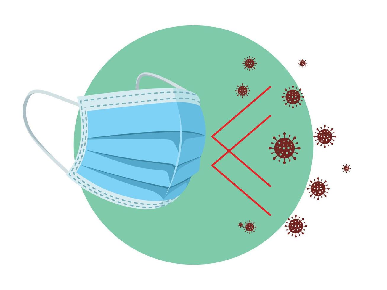 ilustração vetorial de proteção de máscara facial médica. proteção contra o vírus. mantenha protegido. vetor