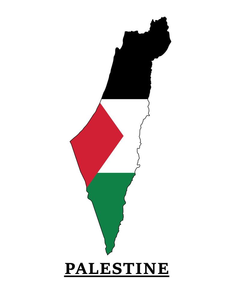 design de mapa da bandeira nacional da palestina, ilustração da bandeira do país da palestina dentro do mapa vetor