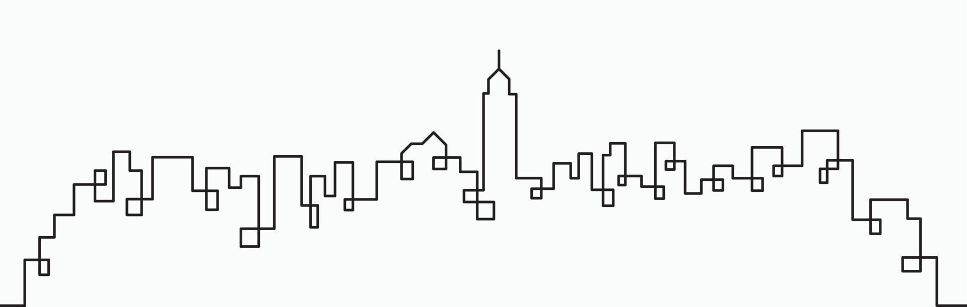 desenho de contorno contínuo de skyline de cidade moderna em fundo branco. vetor