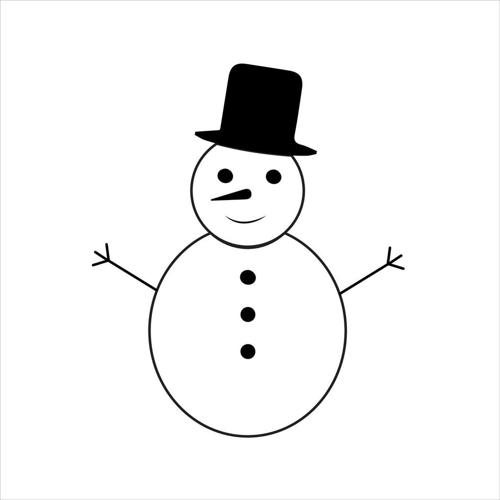 estilo simples do ícone do boneco de neve. vetor eps10. boneco de neve com chapéu e cachecol. ilustração vetorial. conceito de ano novo.