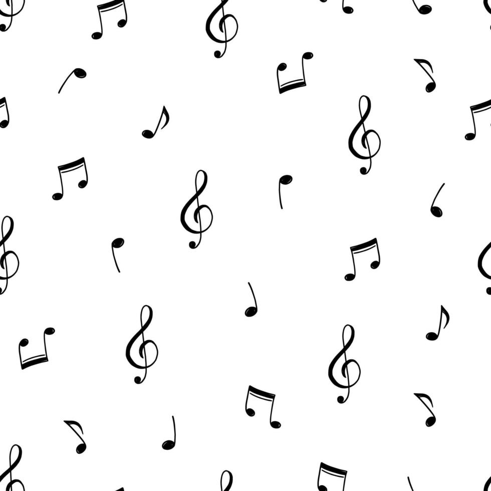 padrão desenhado de doodle de nota musical vetor