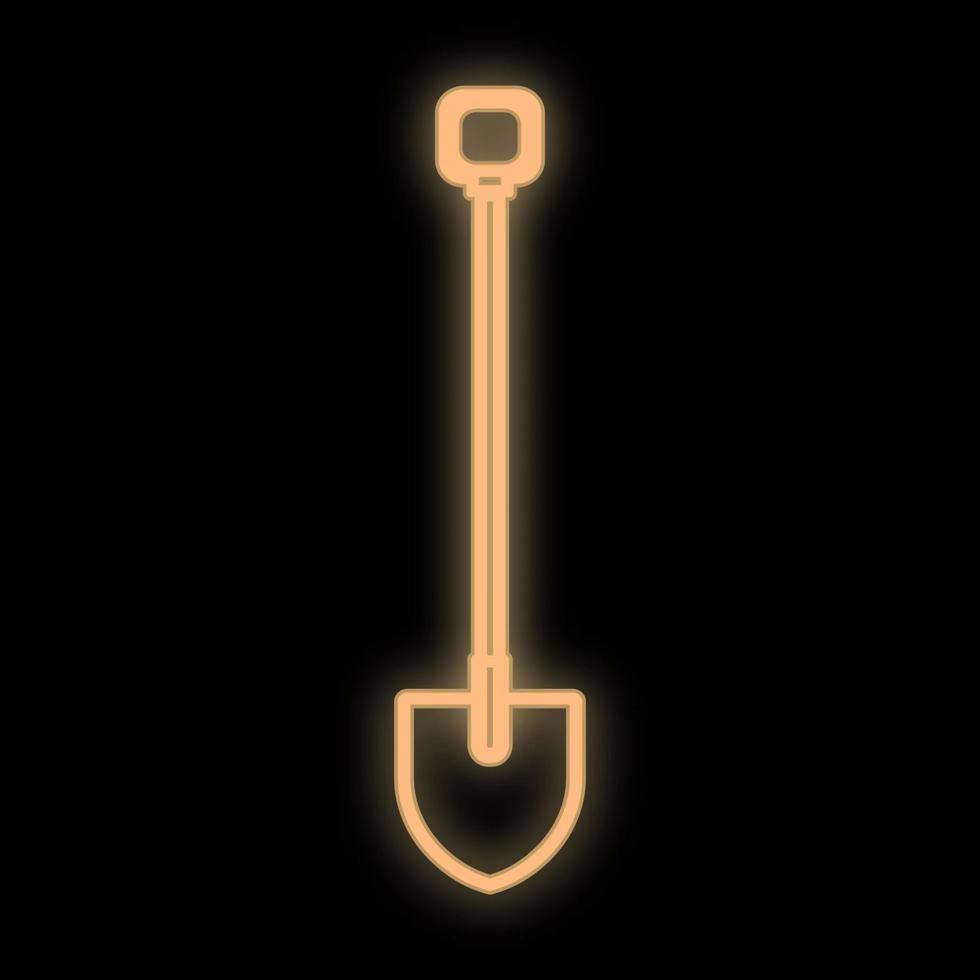 sinal de néon digital industrial amarelo luminoso brilhante para centro de serviço de oficina de loja linda brilhante com uma pá para reparo em um fundo preto. ilustração vetorial vetor