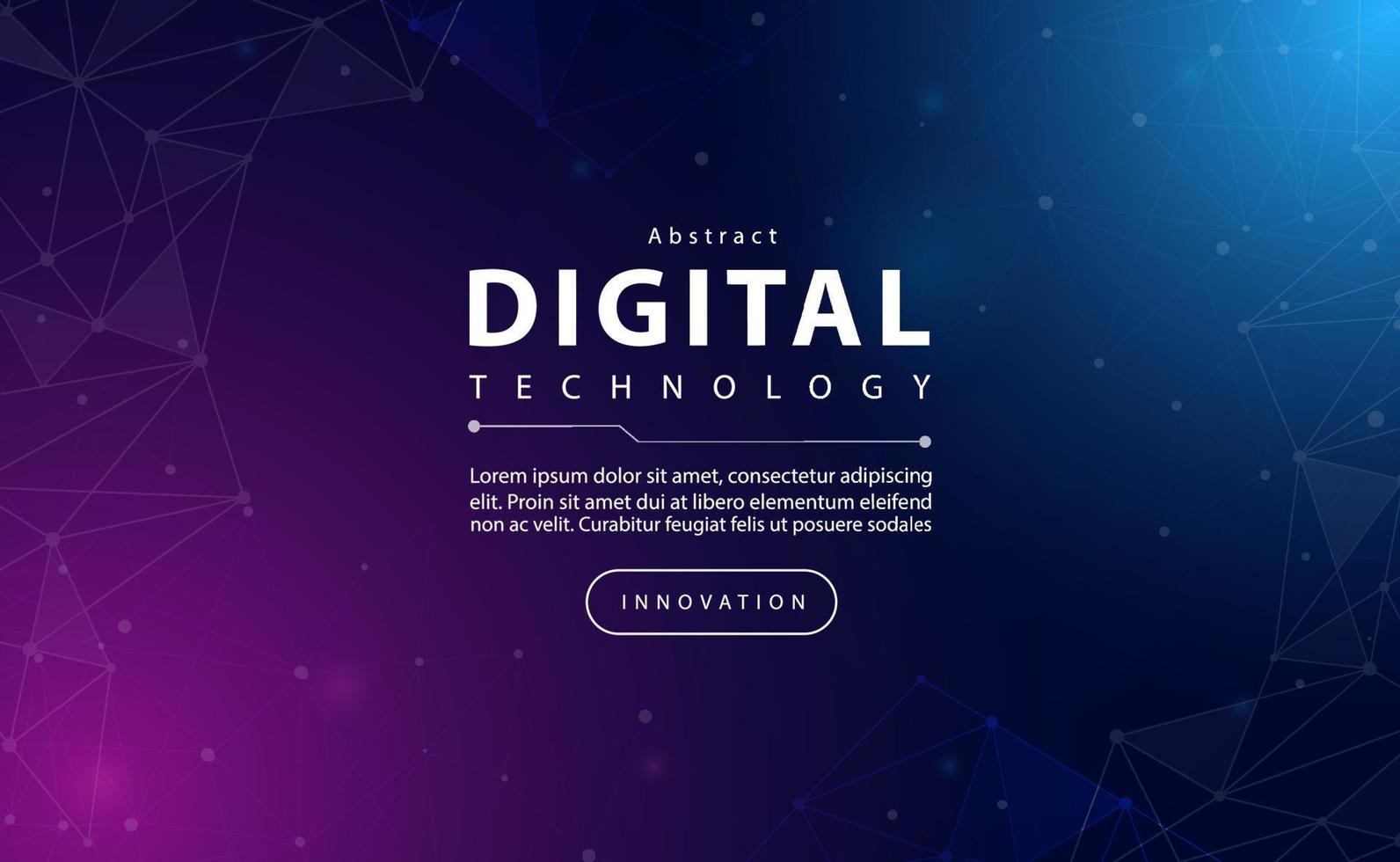 conceito de fundo azul rosa de banner de tecnologia digital com efeito de luz de linha de tecnologia, tecnologia abstrata, dados futuros de inovação, cor roxa do céu, big data, conexão de pontos de linhas, ilustração vetorial vetor