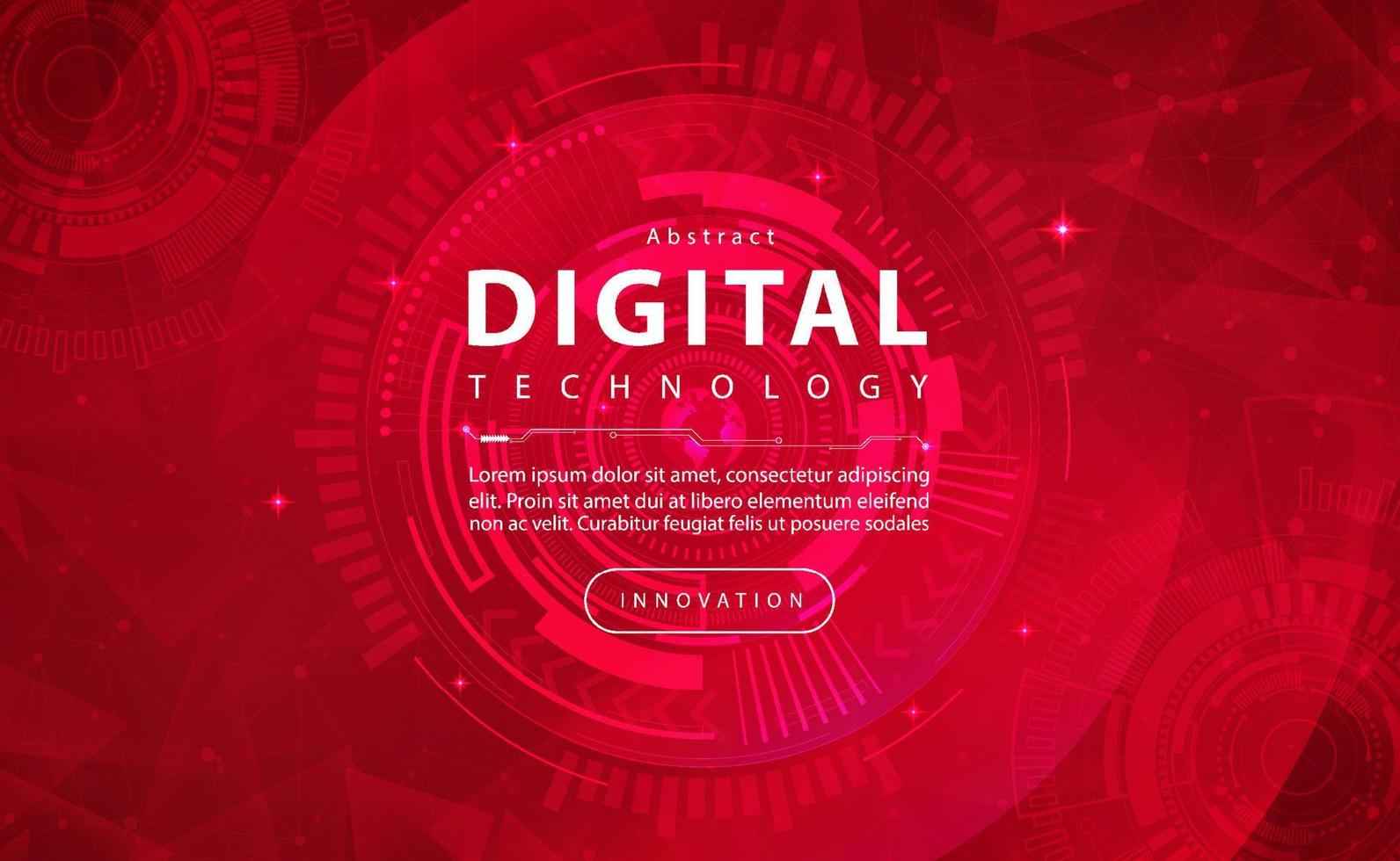 conceito de fundo vermelho de banner de tecnologia digital com efeito de luz de tecnologia, tecnologia cibernética abstrata, dados futuros de inovação, rede de internet, ai big data, conexão de pontos de linhas, ilustração vetorial vetor