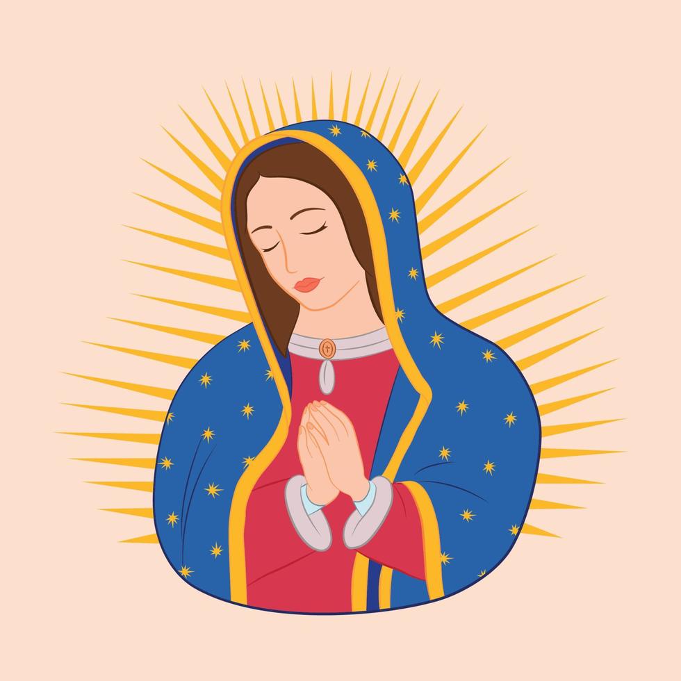 nossa senhora de guadalupe. virgem de guadalupe. virgem de guadalupe. desenho vetorial. vetor