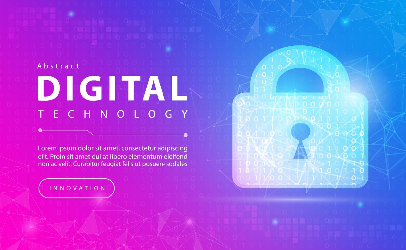 conceito de fundo abstrato de segurança de tecnologia, banner de tecnologia digital código binário de fundo azul rosa, tecnologia abstrata big data, computação em nuvem, conectar-se à rede de nuvens, ilustração vetorial vetor