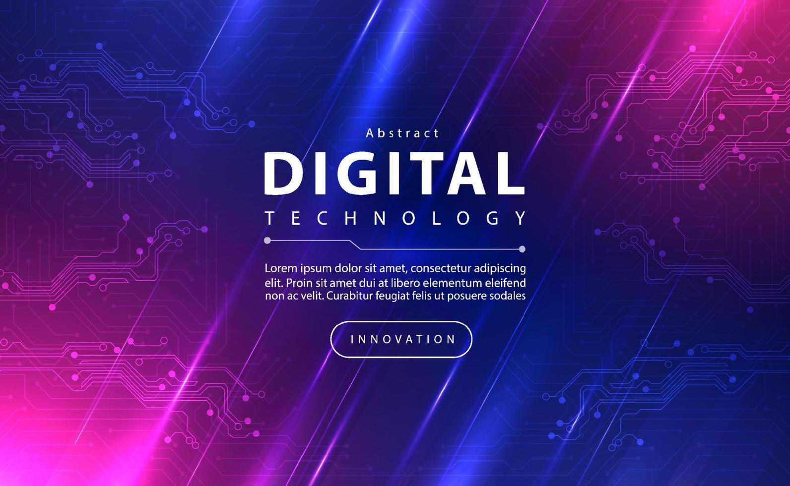 conceito de fundo azul rosa de banner de tecnologia digital com efeito de luz de tecnologia, tecnologia abstrata, dados futuros de inovação, rede de internet, ai big data, conexão de pontos de linhas, ilustração vetorial vetor