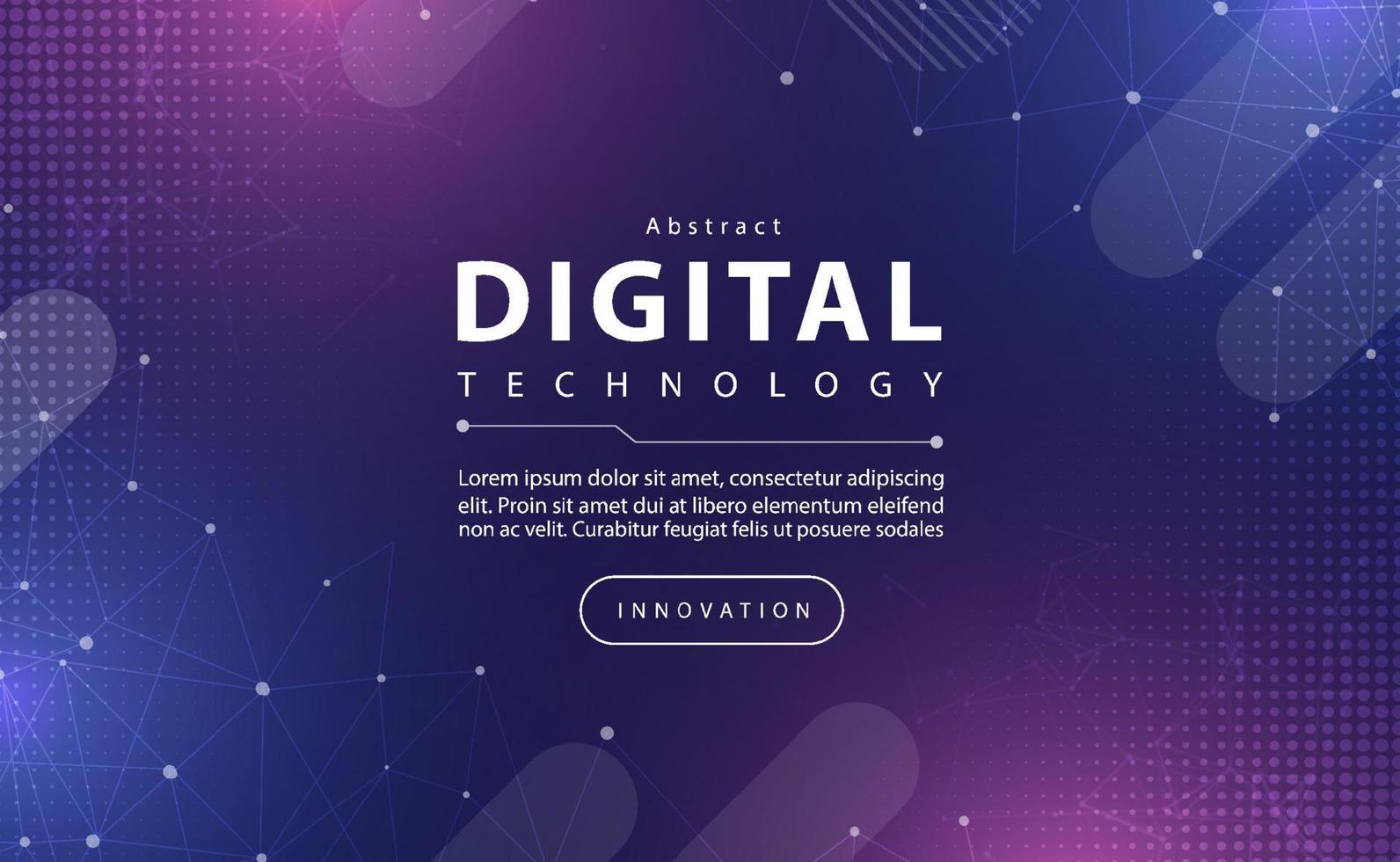 conceito de fundo azul rosa de banner de tecnologia digital com efeito de luz de linha de tecnologia, tecnologia abstrata, dados futuros de inovação, cor roxa do céu, big data, conexão de pontos de linhas, ilustração vetorial vetor