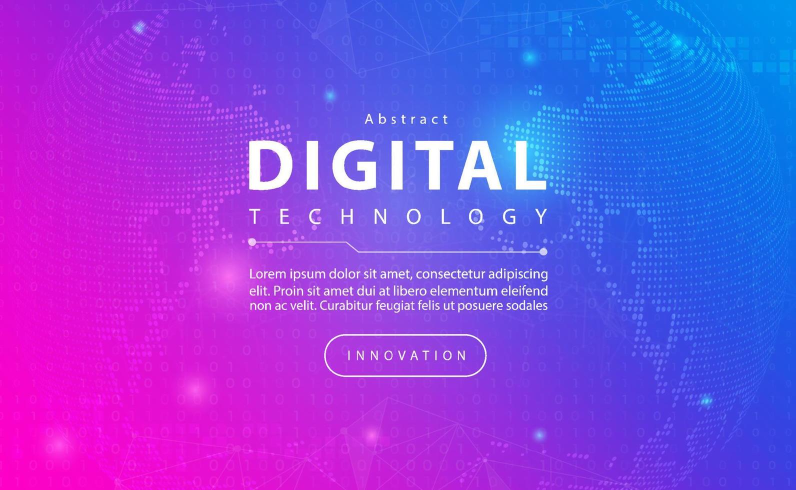 conceito de fundo azul rosa de banner de tecnologia digital com efeitos de luz de linha de tecnologia, tecnologia abstrata, vetor de ilustração para design gráfico