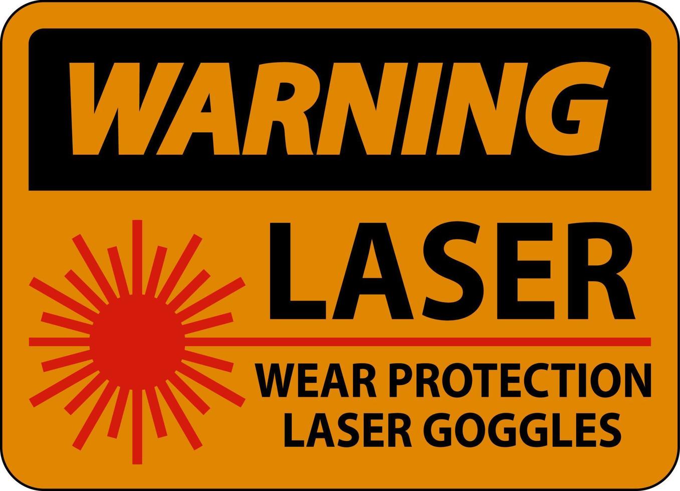 sinal de óculos de proteção a laser de aviso no fundo branco vetor