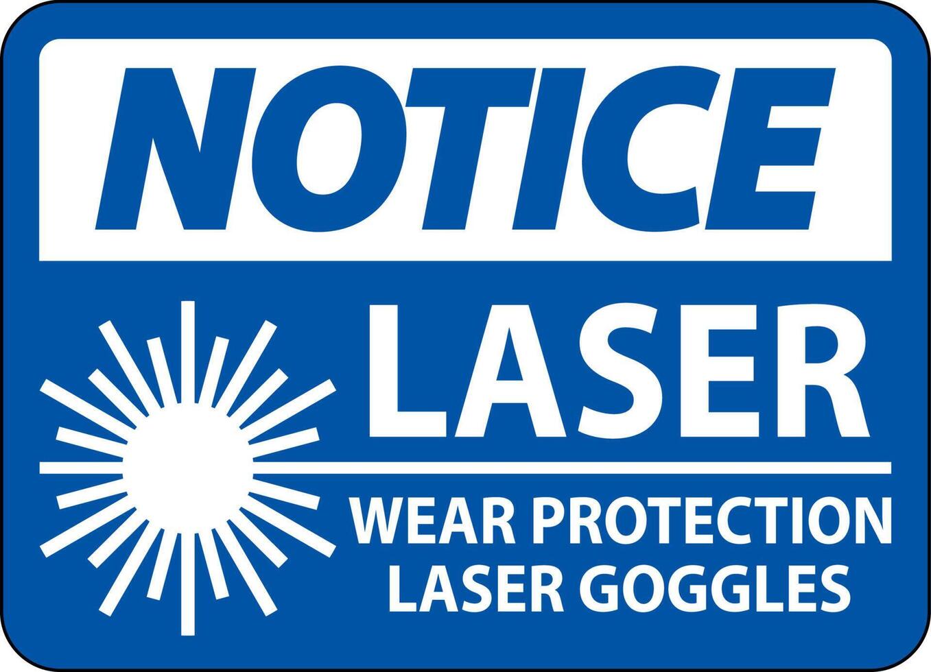 observe o sinal de óculos de proteção a laser de uso a laser em fundo branco vetor