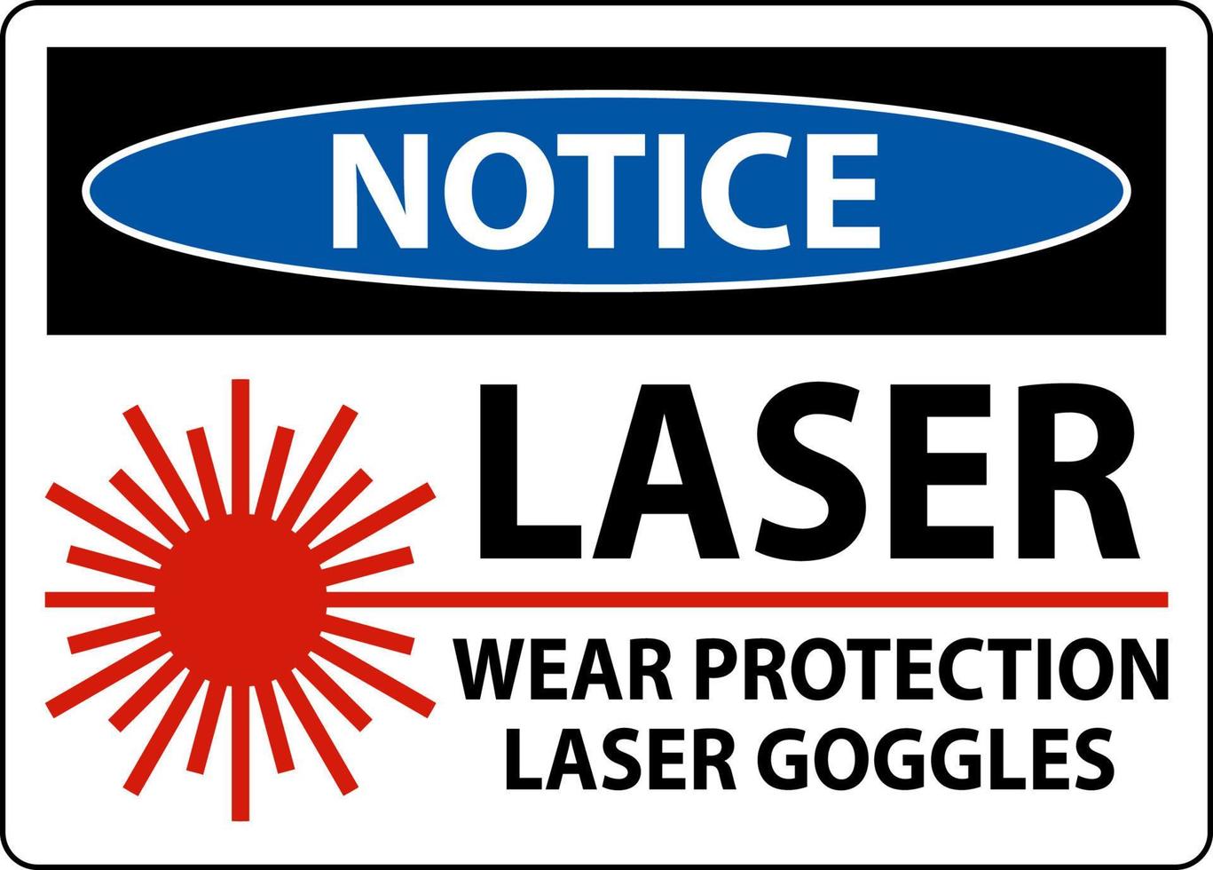 observe o sinal de óculos de proteção a laser de uso a laser em fundo branco vetor