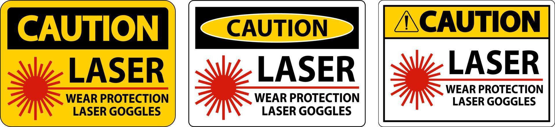 cuidado laser usar óculos de proteção a laser sinal no fundo branco vetor