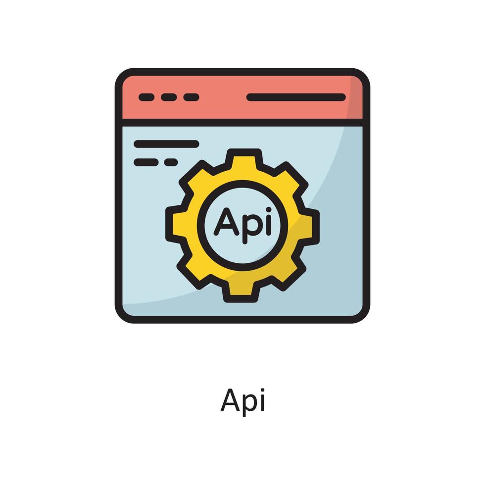 api vector preenchido ilustração de design de ícone de contorno. símbolo de computação em nuvem no arquivo eps 10 de fundo branco