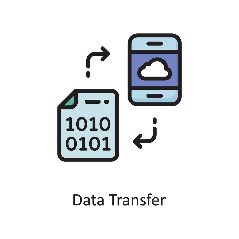 vetor de transferência de dados cheio de ilustração de design de ícone de contorno. símbolo de computação em nuvem no arquivo eps 10 de fundo branco