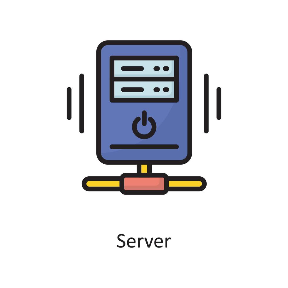 vetor de servidor cheio de ilustração de design de ícone de contorno. símbolo de computação em nuvem no arquivo eps 10 de fundo branco