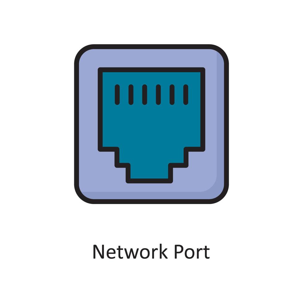 vetor de porta de rede cheia de ilustração de design de ícone de contorno. símbolo de computação em nuvem no arquivo eps 10 de fundo branco