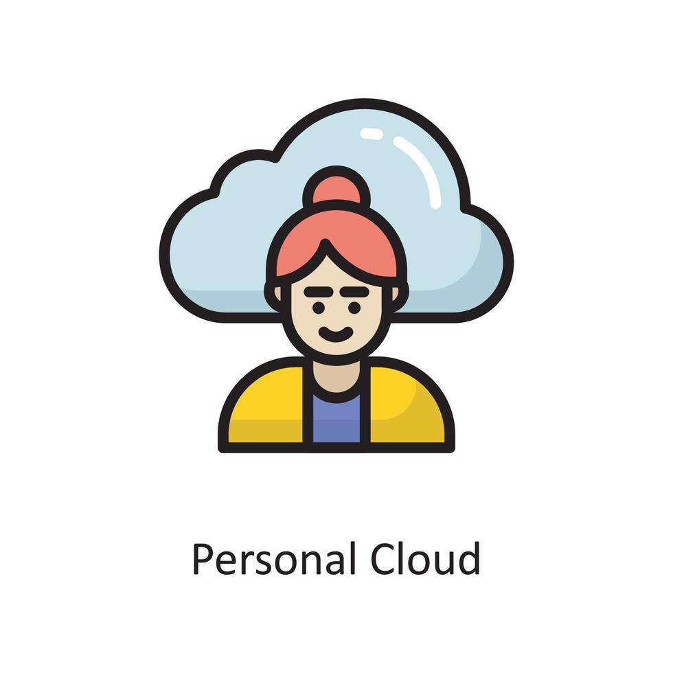 vetor de conta de usuário cheio de ilustração de design de ícone de contorno. símbolo de computação em nuvem no arquivo eps 10 de fundo branco