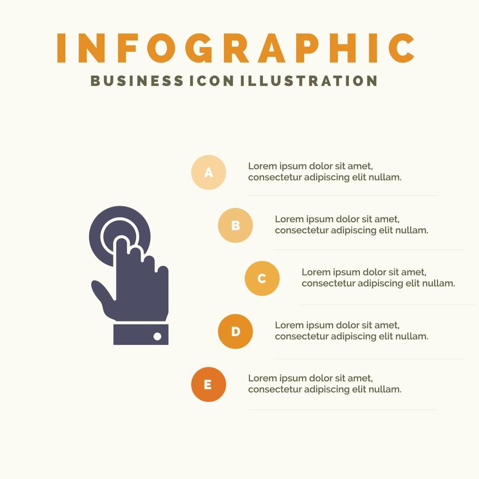 modelo de apresentação de infográficos de tecnologia de interface touchscreen apresentação em 5 etapas vetor