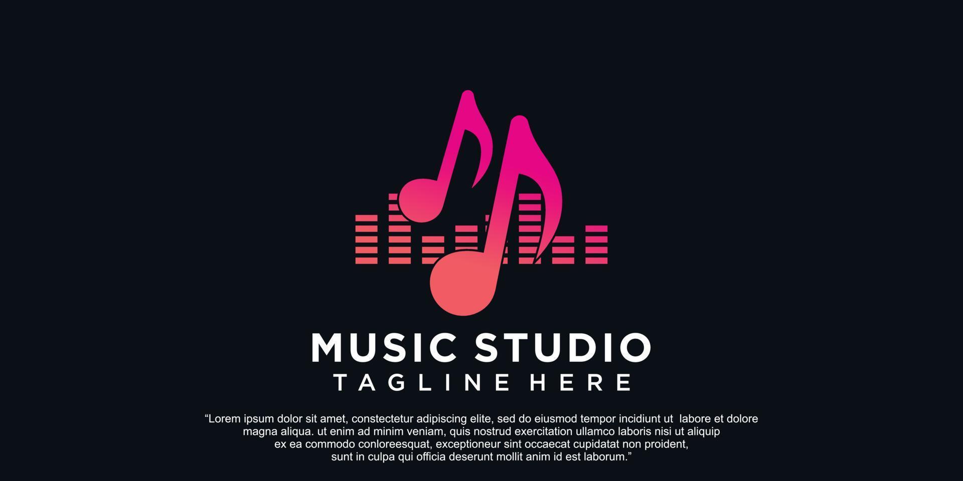 design de logotipo de música com vetor premium de conceito moderno