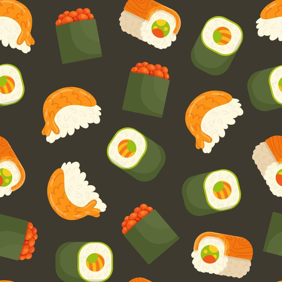 desenho perfeito de sushi. comida japonesa. vetor