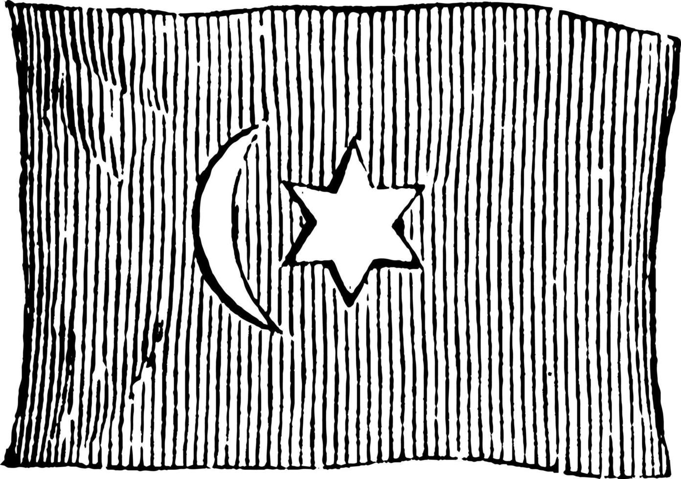 bandeira da Turquia, 1881, ilustração vintage vetor