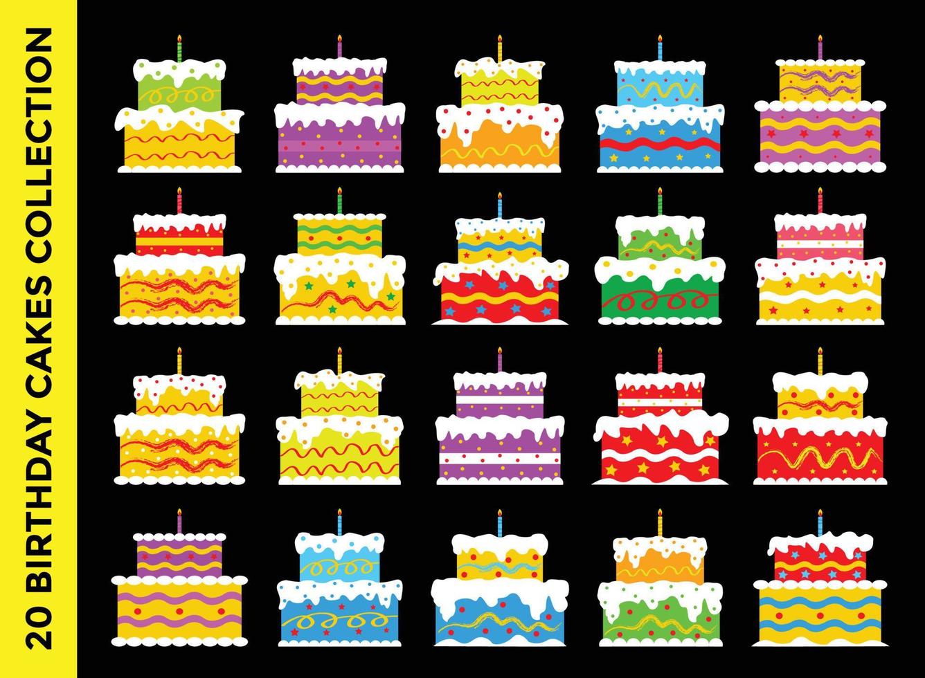 ilustração de elemento de decoração de bolo de aniversário vetor