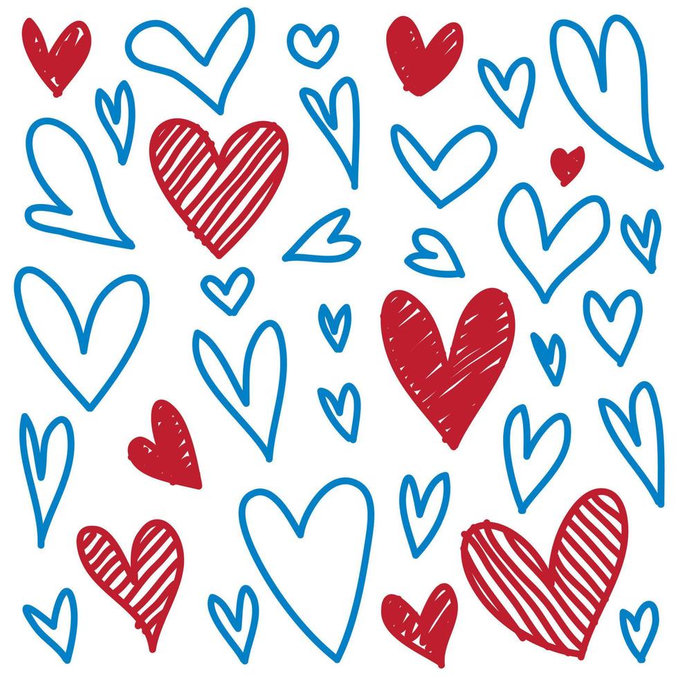 corações de doodle, corações de amor desenhados à mão. ilustração vetorial. vetor