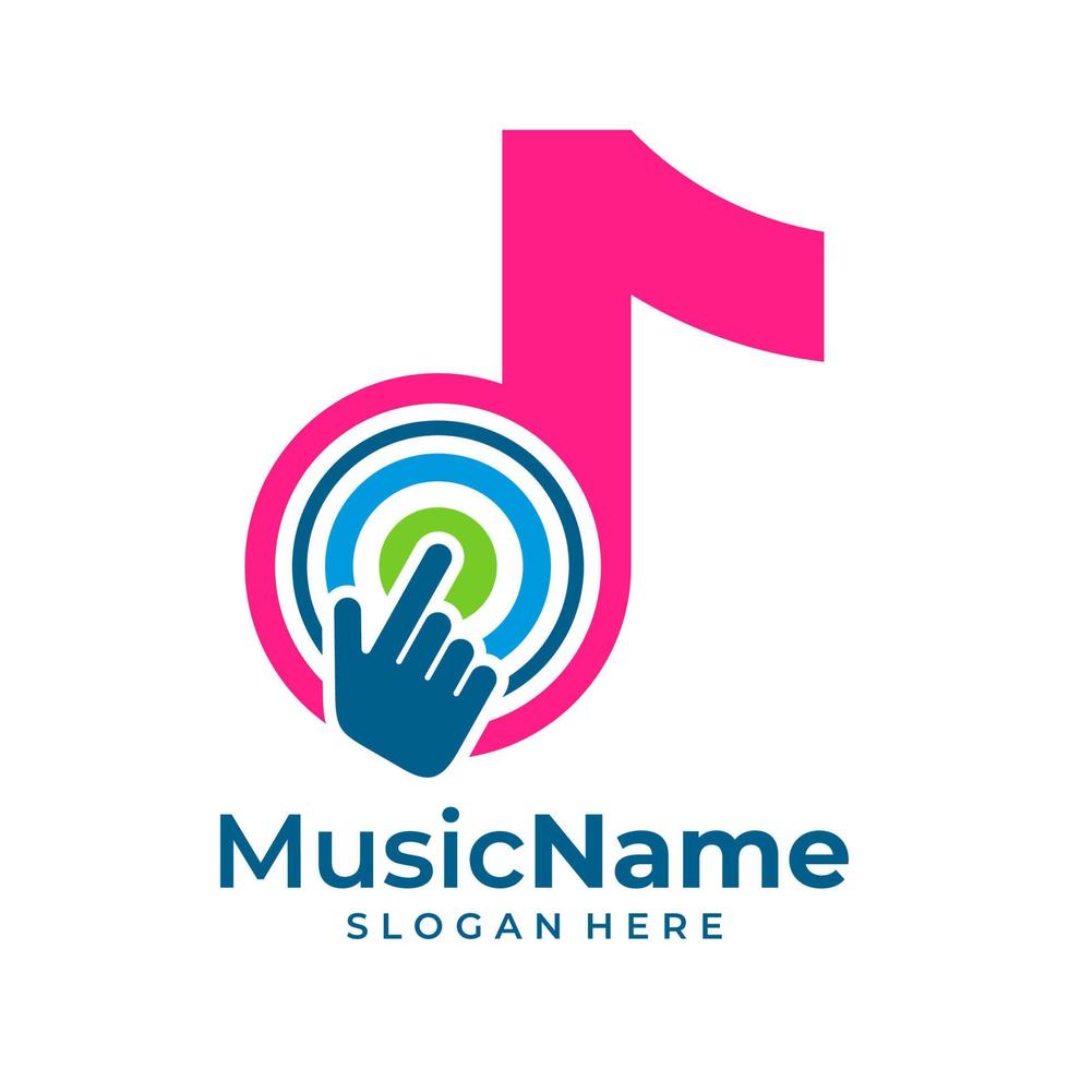 vetor de logotipo de clique de música. modelo de design de logotipo de música de toque
