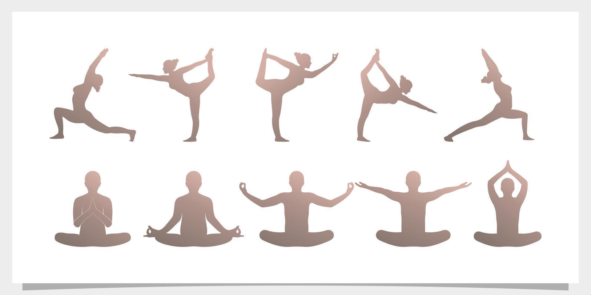 definir pacote de design de logotipo de ioga simples vetor premium exclusivo