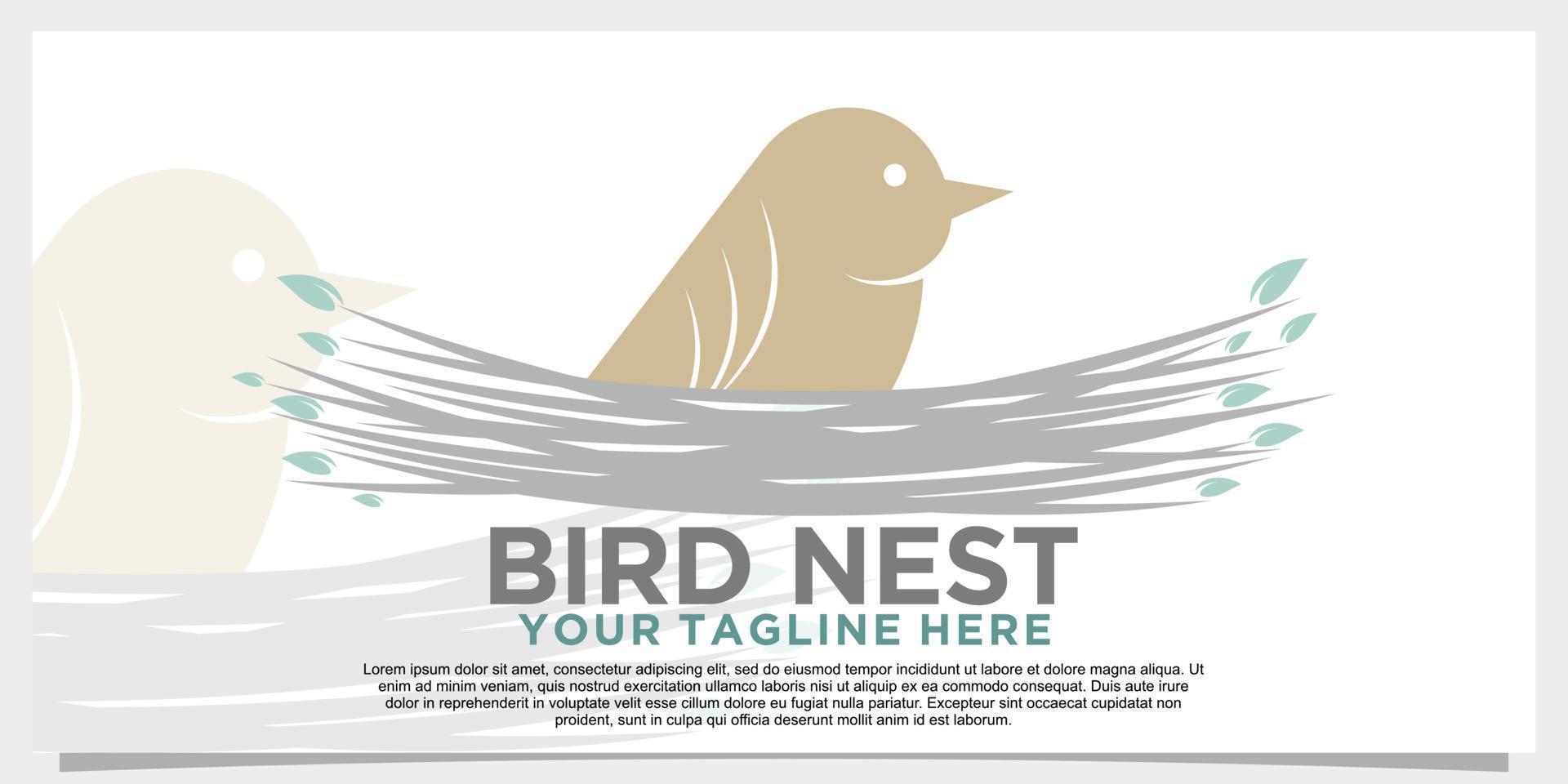design de logotipo de ninho de pássaro com vetor premium de conceito criativo