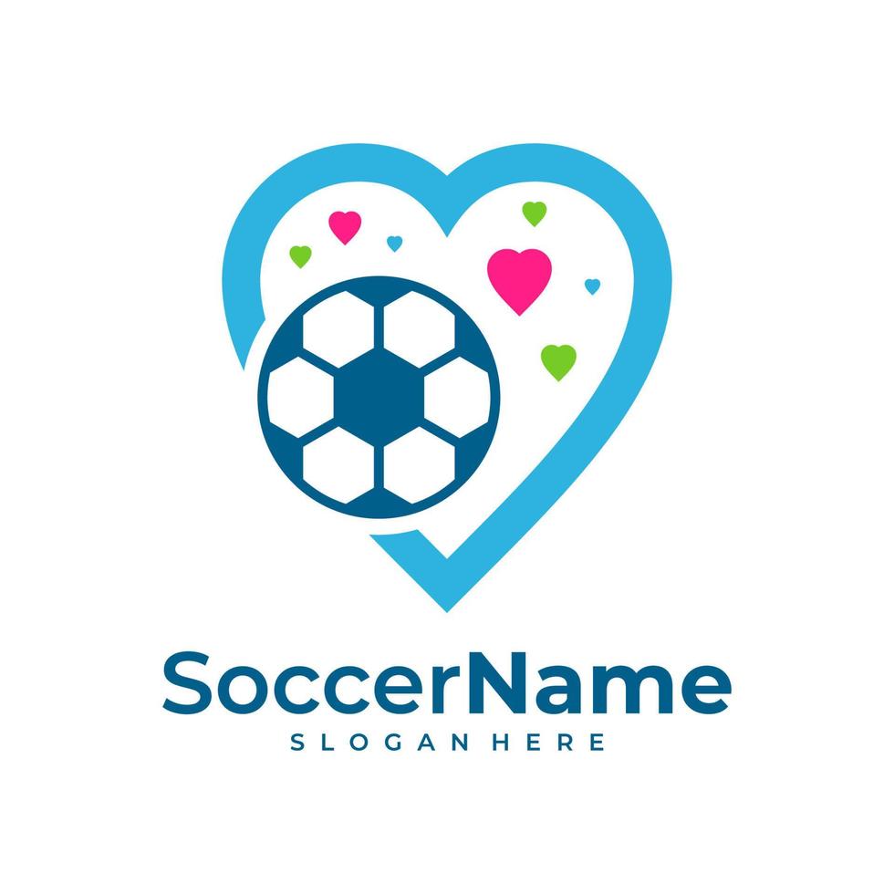 modelo de logotipo de futebol de amor, vetor de design de logotipo de amor de futebol