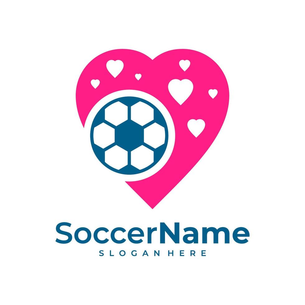 modelo de logotipo de futebol de amor, vetor de design de logotipo de amor de futebol