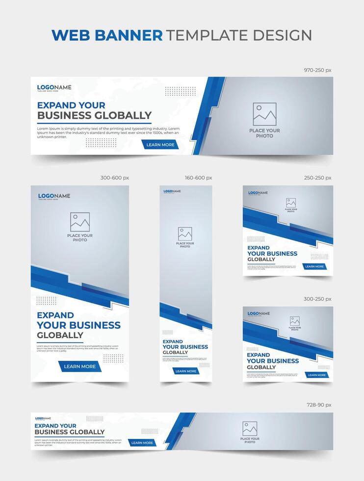 conjunto de modelo de design de postagem de banner da web de mídia social, pacote de modelos de banner de anúncio da web de negócios vetor