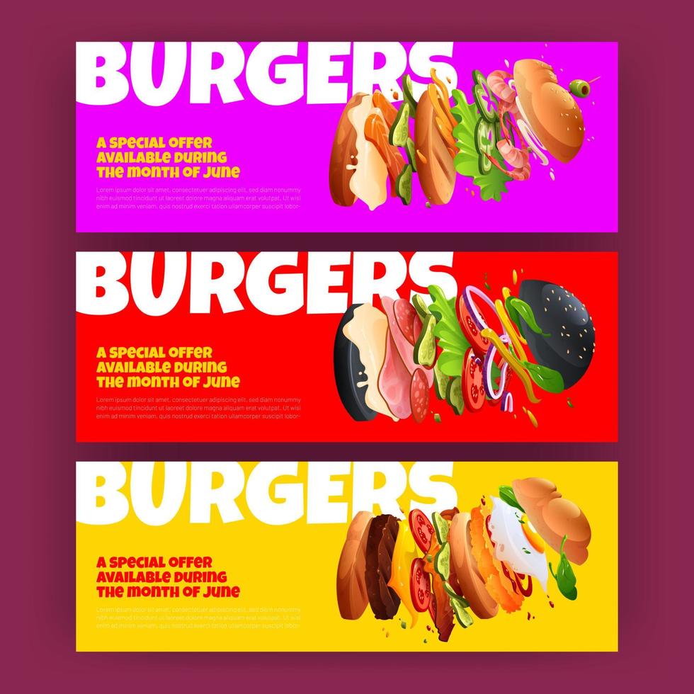 cartazes de oferta especial de hambúrguer vetor